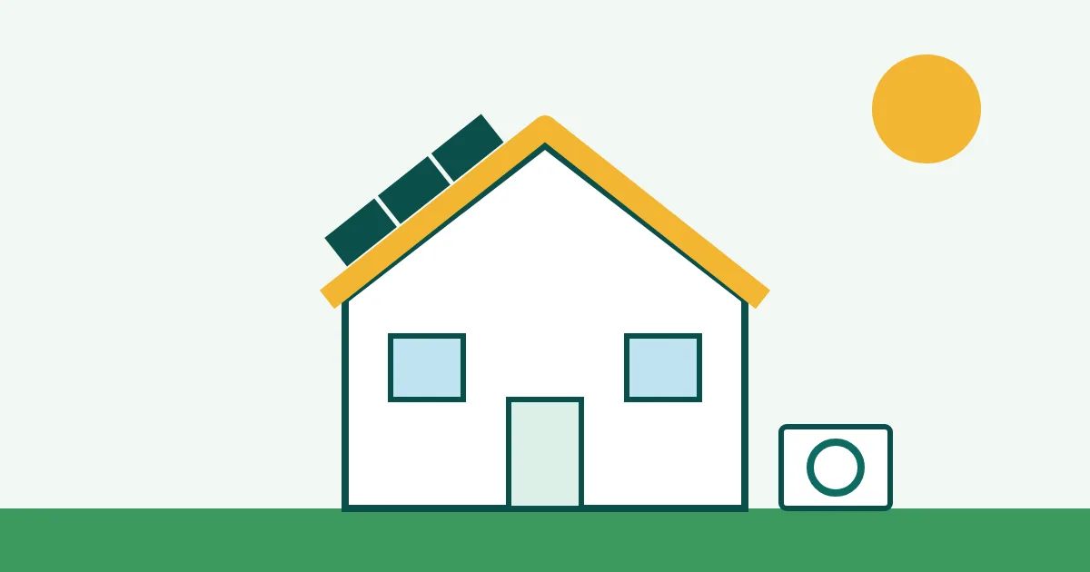 Huis met geïsoleerd dak, warmtepomp en zonnepanelen