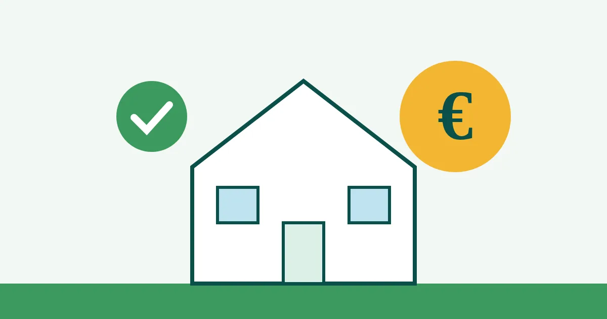Huis met een euroteken en een vinkje voor subsidie
